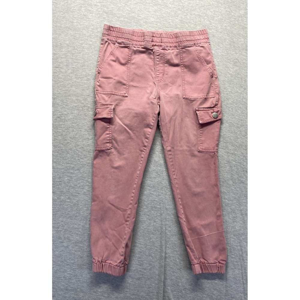 VIP Cargo Jogger Pants Womens 15/16 Dusty Pink Stretch Elastic Waist Tapered Leg